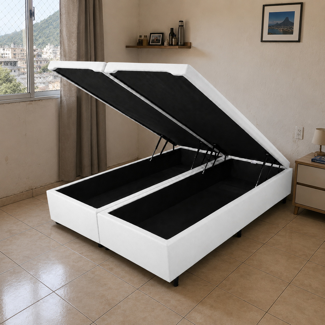 Base Baú Kwid Queen em Linhão 41x158x198cm Dream House - Imagem 3