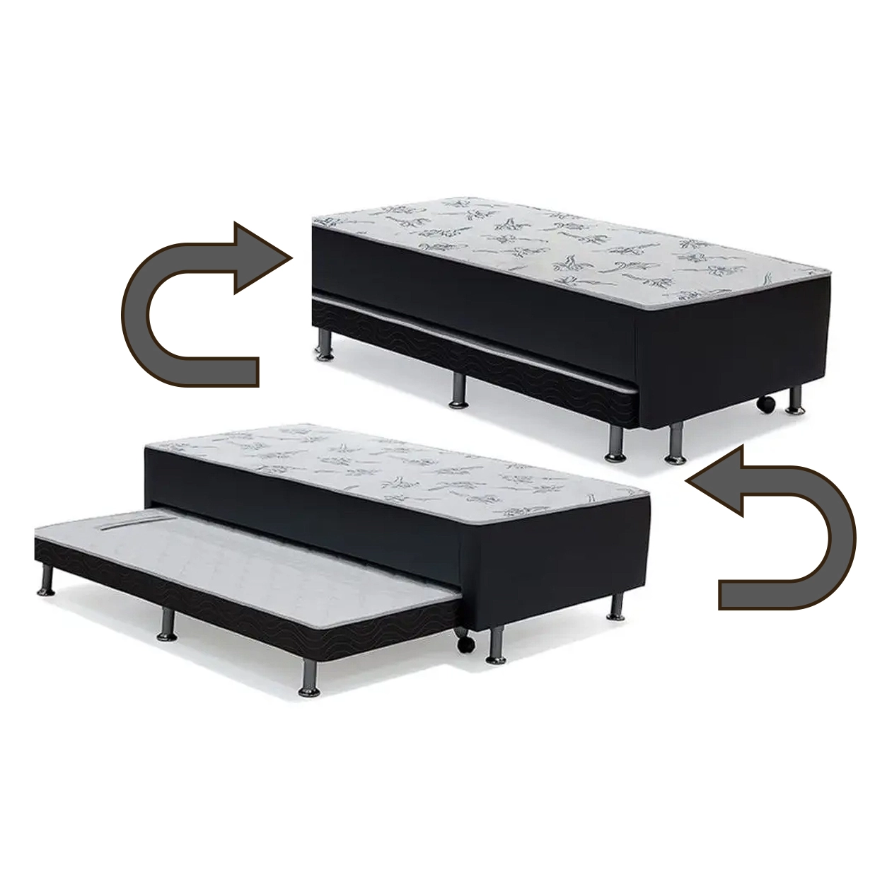 Cama Box Union com Auxiliar Solteiro Ortopédica 88x188x43cm Ortobom - Imagem 4