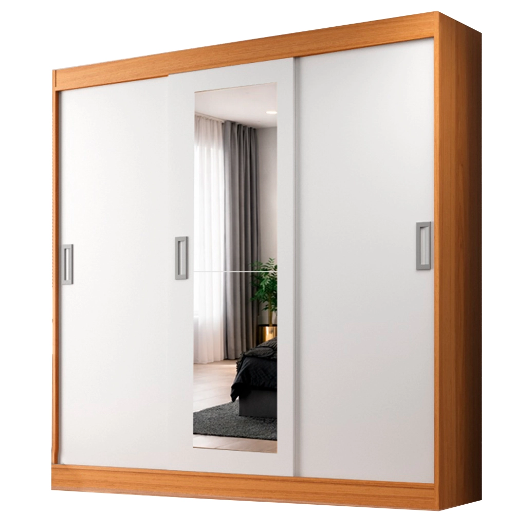 Guarda Roupa New Lisboa Casal 3 Portas 2 Gavetas com Espelho Evidencia