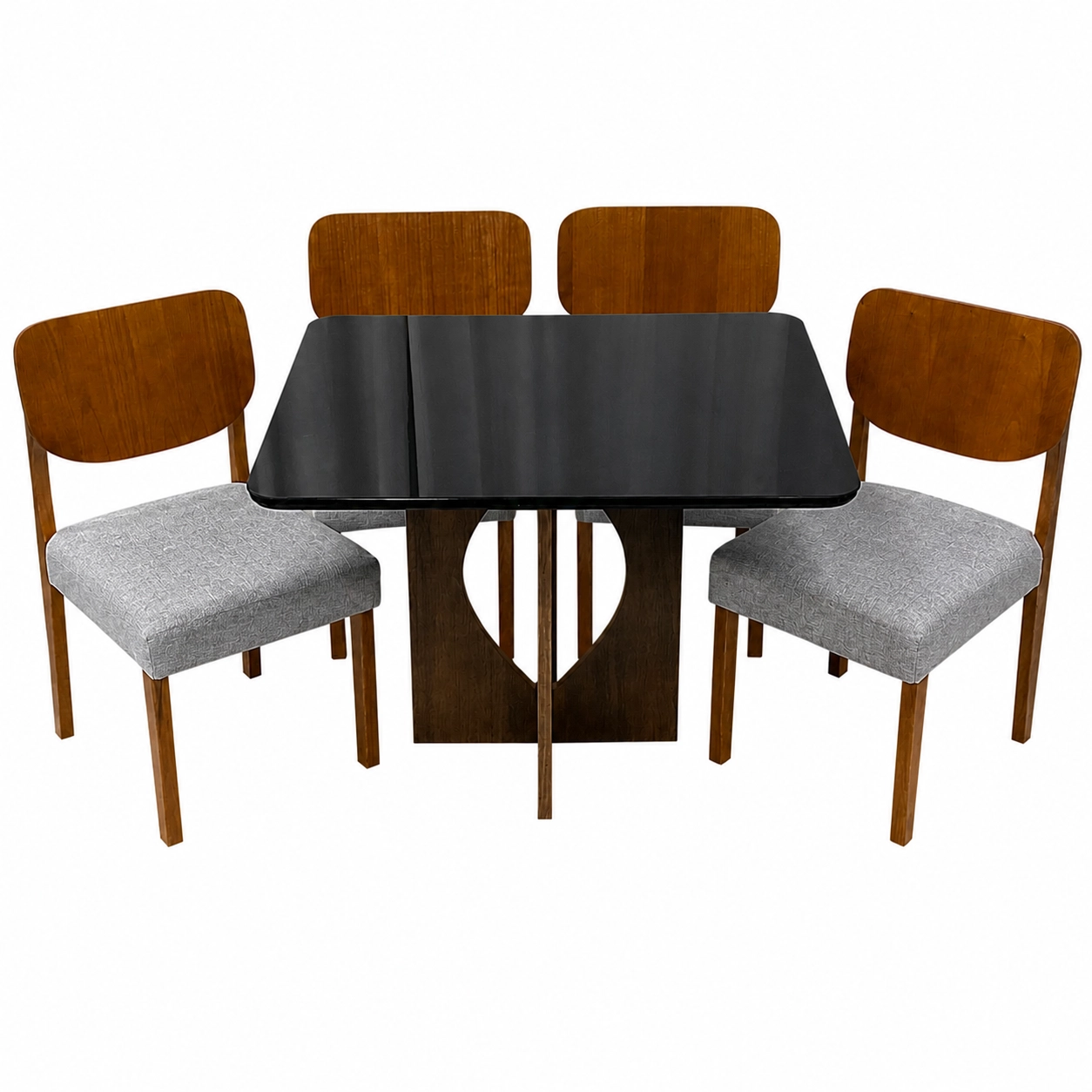 Mesa de Jantar Madrid 90x90cm com 4 Cadeiras Barcelona em Linho Madeira Minas Plac - Imagem 4