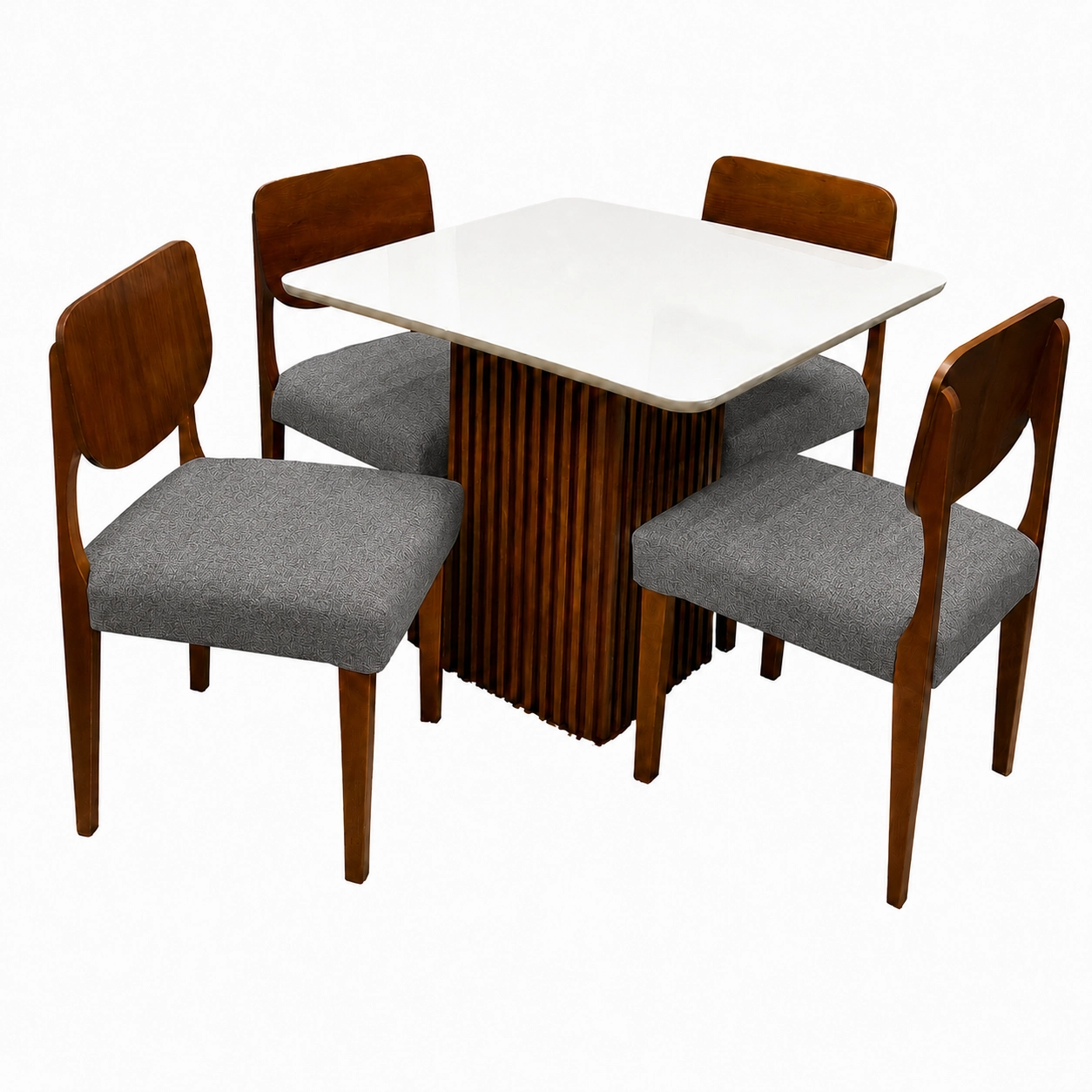 Mesa de Jantar Riviera 90x90cm com 4 Cadeiras Barcelona em Linho Madeira Lj Móveis - Imagem 4