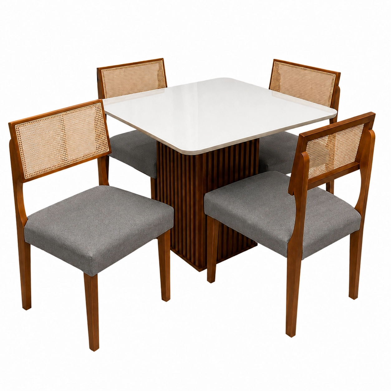 Mesa de Jantar Riviera 90x90cm com 4 Cadeiras Grecia em Linho Madeira Lj Móveis - Imagem 4