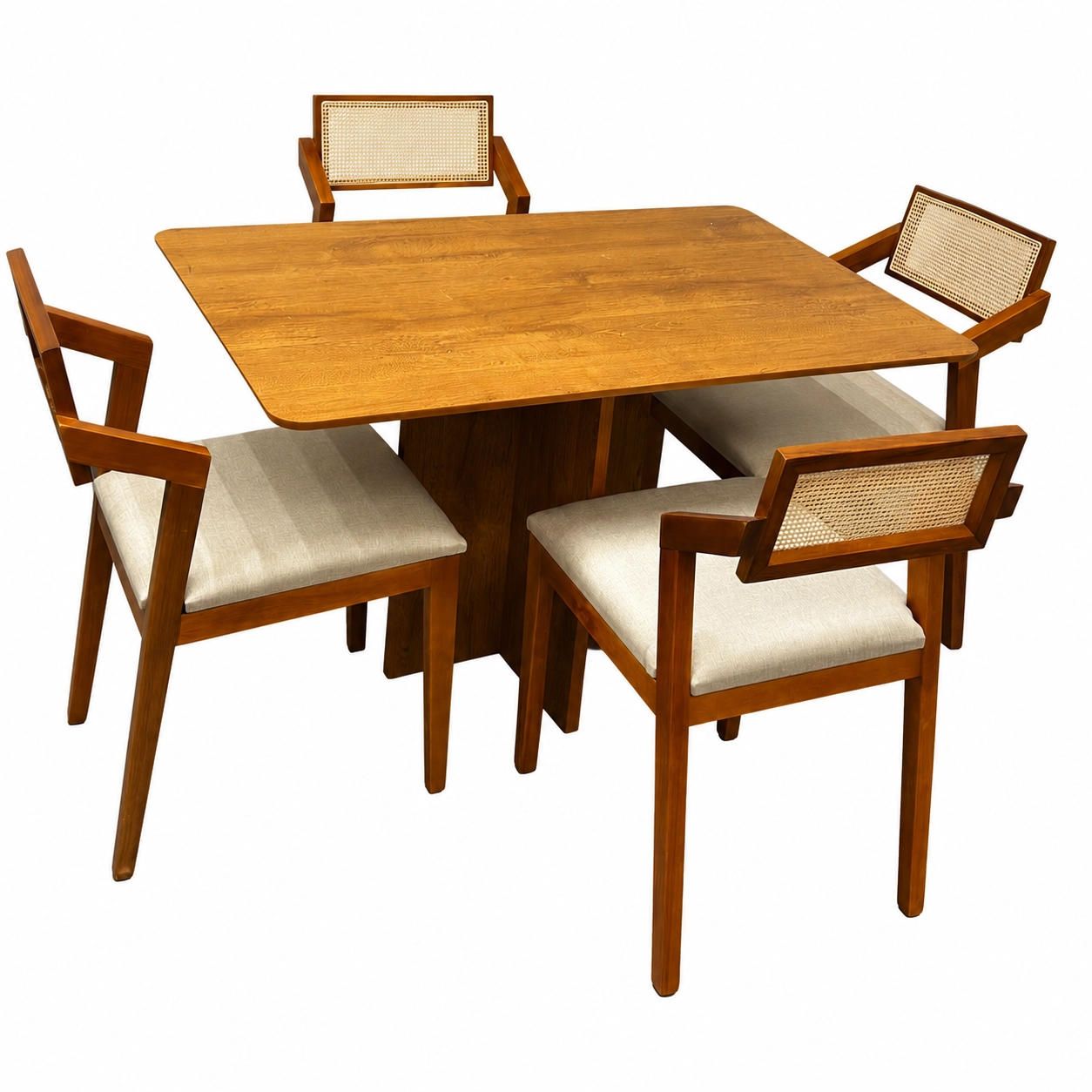 Mesa de Jantar Salina 120x80cm Sem Vidro com 4 Cadeiras Berlim Hr em Linho Madeira Cel Móveis