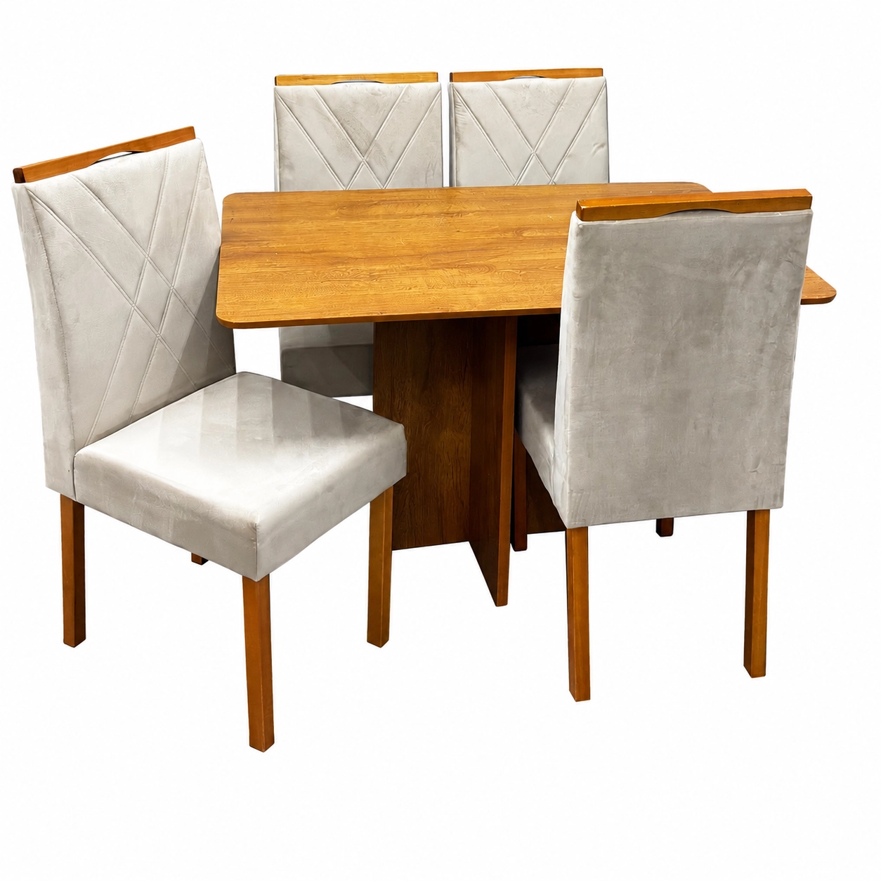 Mesa de Jantar Salina 120x80cm Sem Vidro com 4 Cadeiras California em Veludo Estofadas Cel Móveis