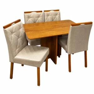 Mesa de Jantar Salina 120x80cm Sem Vidro com 4 Cadeiras Jasmim em Veludo Estofadas Cel Móveis