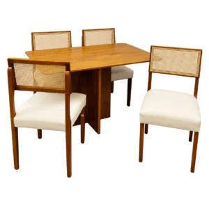 Mesa de Jantar Salina 120x80cm Sem Vidro com 4 Cadeiras Grecia em Linho Madeira Cel Móveis