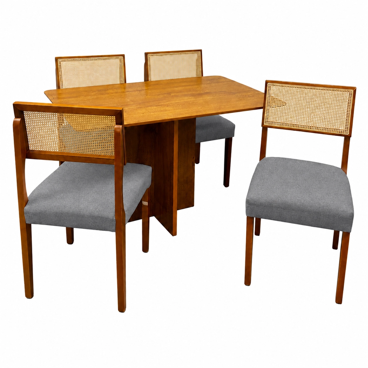 Mesa de Jantar Salina 120x80cm Sem Vidro com 4 Cadeiras Grecia em Linho Madeira Cel Móveis - Imagem 4