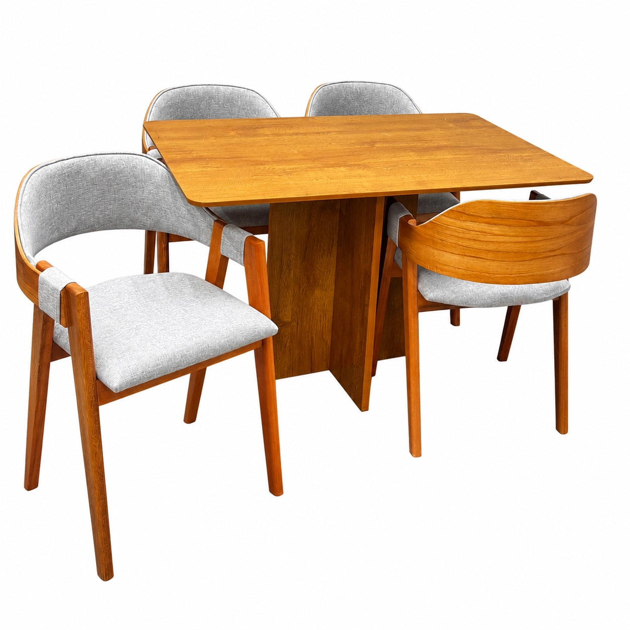 Mesa de Jantar Salina 120x80cm Sem Vidro com 4 Cadeiras Perola em Linho Madeira Cel Móveis - Imagem 4