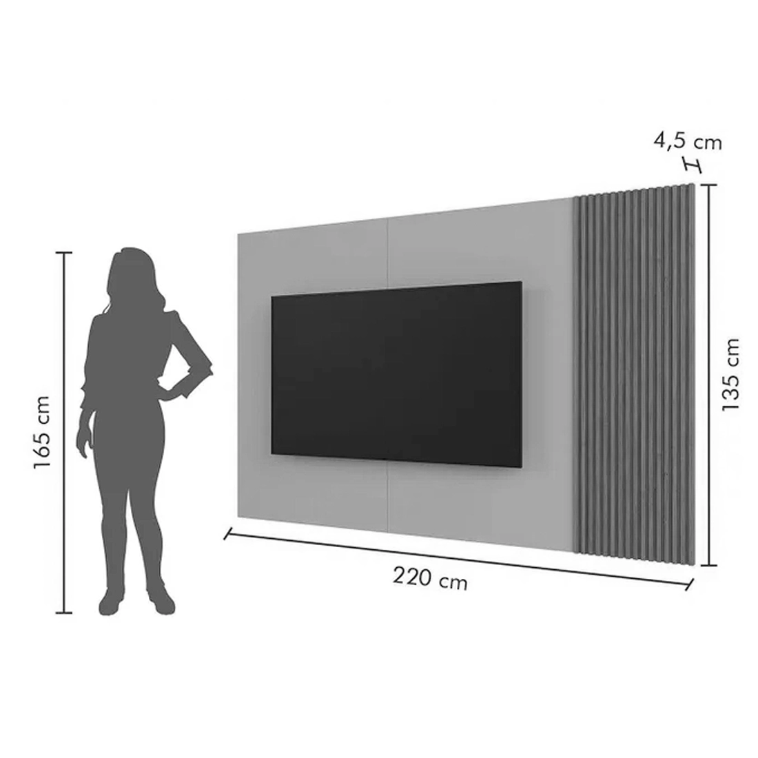Painel Arezzo Mavaular 220cm com Led para Tv Até 75 Polegadas - Imagem 2