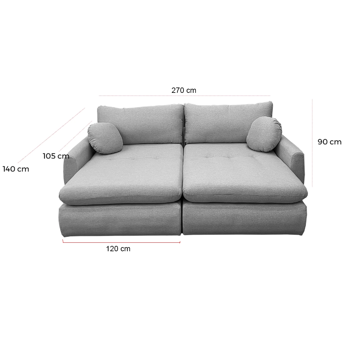 Sofá Cama Amaranto 270cm em Linho 5 Lugares Retrátil Innove - Imagem 2