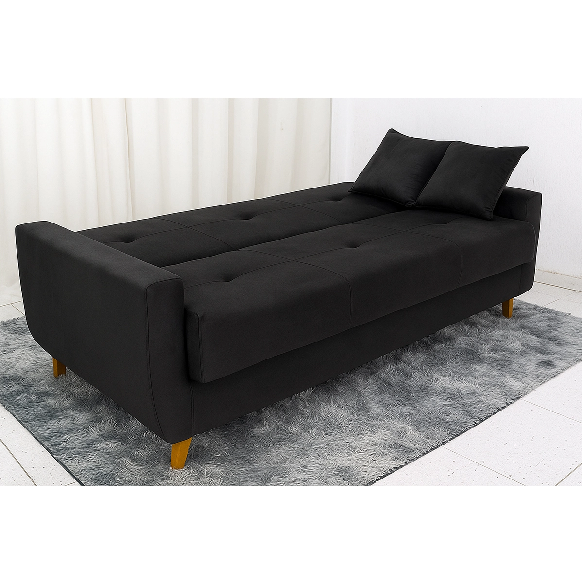Sofá Cama Pamela 4 Lugares Reclinável com Baú 207cm Tecido Veludo Matrix - Imagem 6
