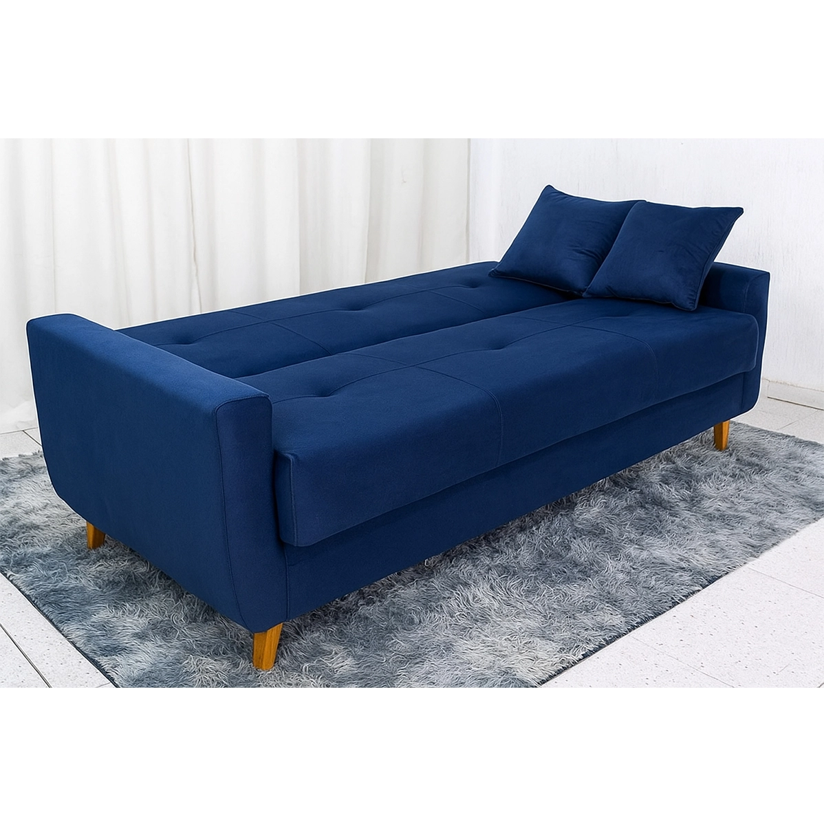 Sofá Cama Pamela 4 Lugares Reclinável com Baú 207cm Tecido Veludo Matrix - Imagem 3