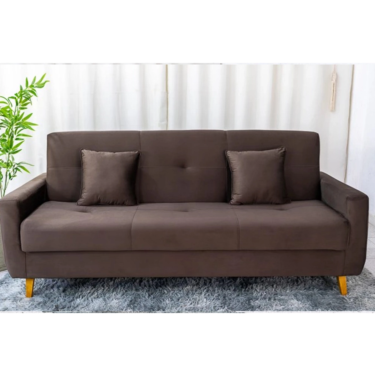Sofá Cama Pamela 4 Lugares Reclinável com Baú 207cm Tecido Veludo Matrix - Imagem 5