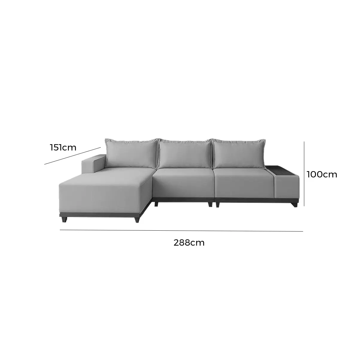Sofá Living Suiça 6 Lugares com Chaise 288cm Tecido Linho Lufer - Imagem 2