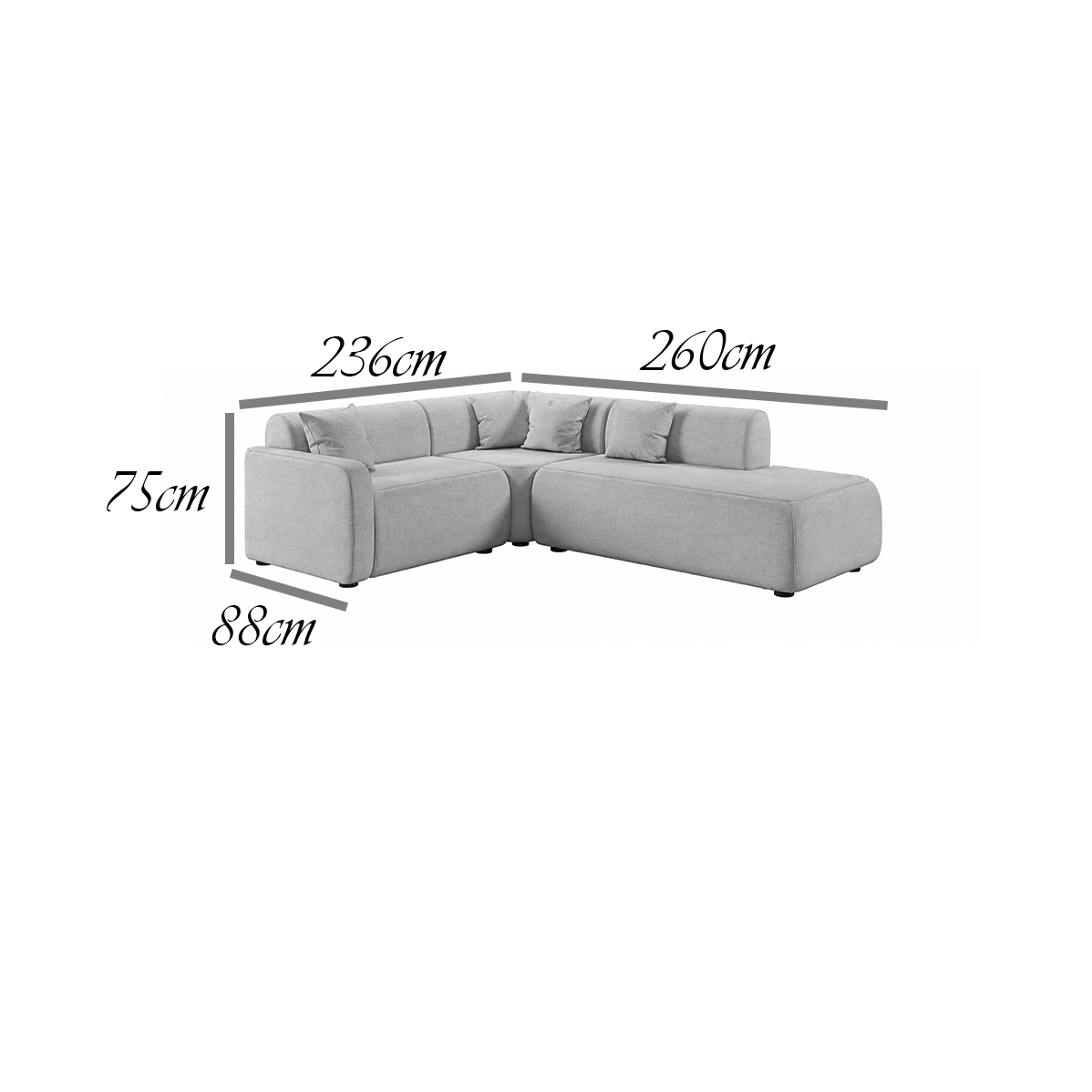 Sofá de Canto Cargo 2 Cantos com Chaise em Linho 5 Lugares Estofart - Imagem 2
