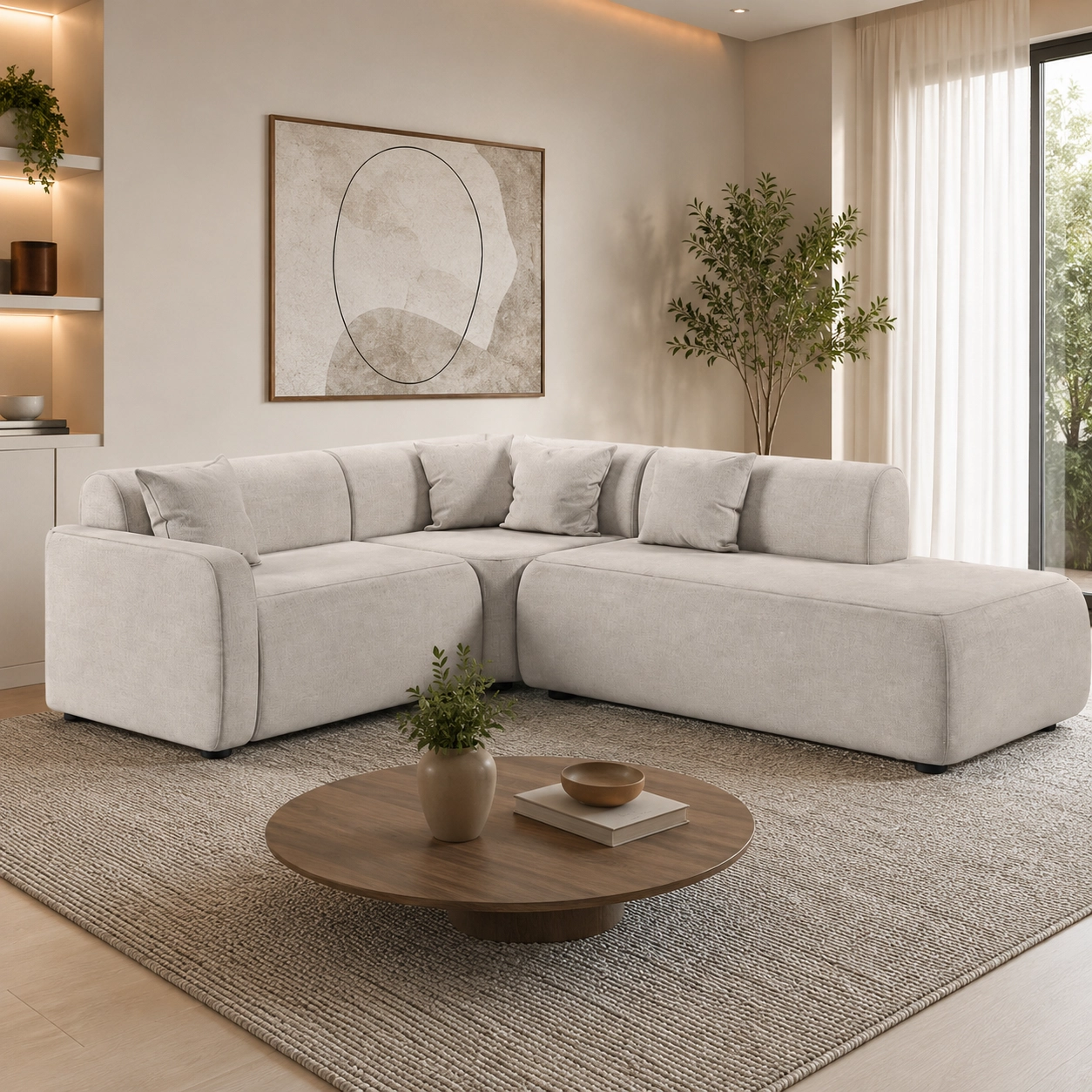 Sofá de Canto Cargo 2 Cantos com Chaise em Linho 5 Lugares Estofart - Imagem 3