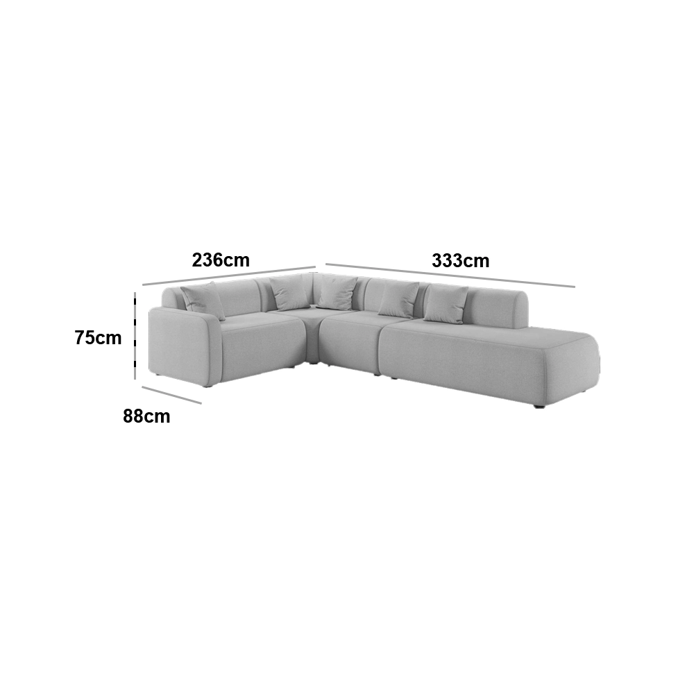 Sofá de Canto Cargo em Linho 7 Lugares com Chaise Estofart - Imagem 2