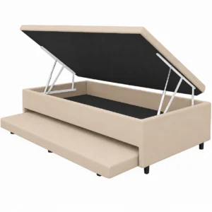 Base Baú Solteiro com Auxiliar Corino 43x188x88 Universal