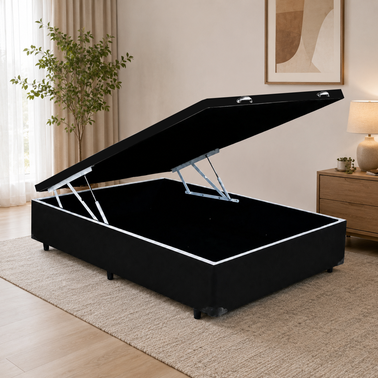 Base Cama Viúva Baú em Veludo 41x188x128cm Blindado - Imagem 3