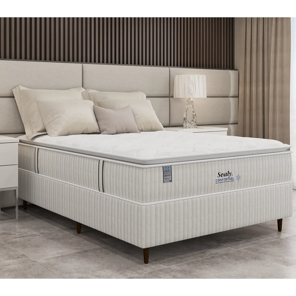 Base Confort Gel Casal Tecido Malha Inteligente 37x188x138cm Sealy - Imagem 3