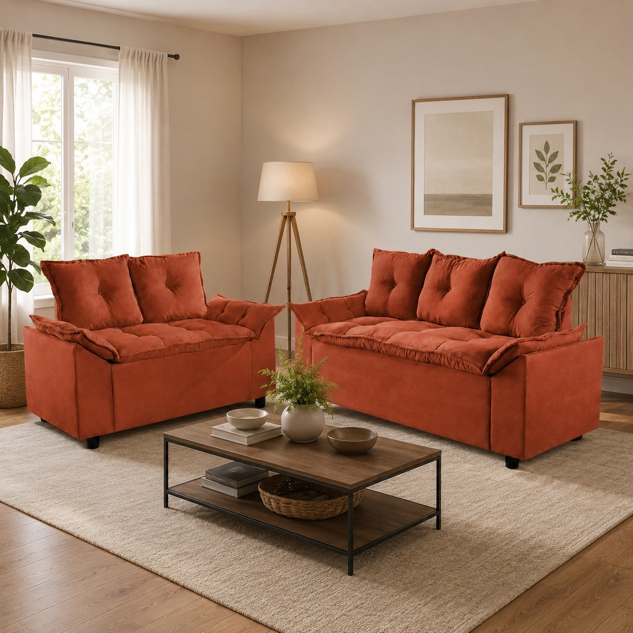 Conjunto de Sofá Veneza com 2 e 3 Lugares Tecido Suede - Imagem 3