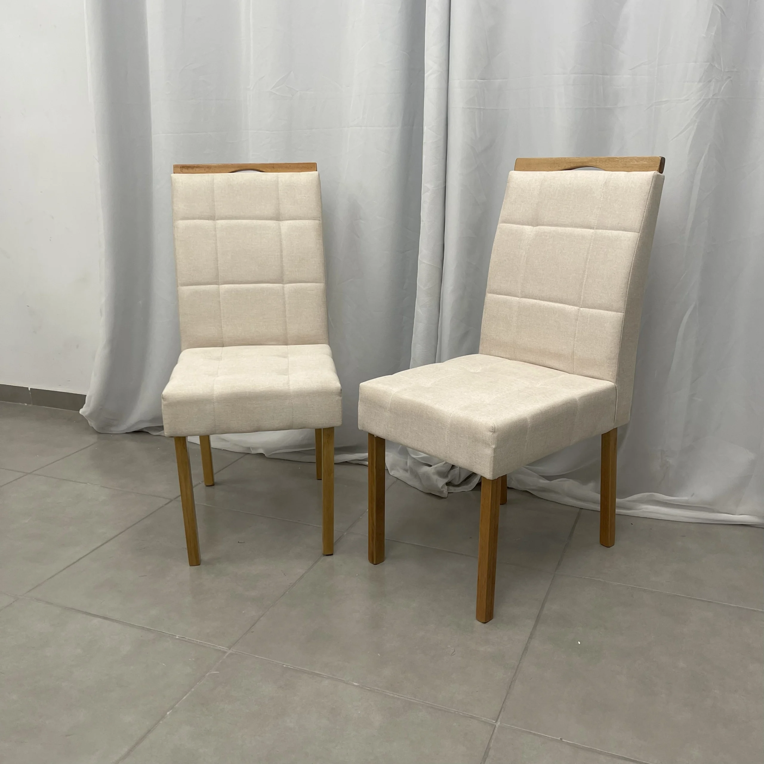 Kit 2 Cadeiras Giulia Mayra União em Linho Estofadas - Imagem 3