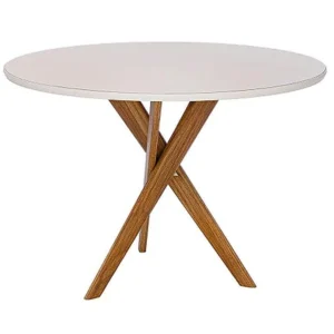 Mesa Cacau com Vidro Redonda 109cm Cimol