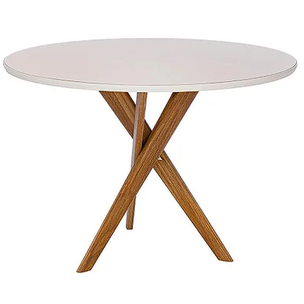 Mesa Cacau com Vidro Redonda 109cm Cimol