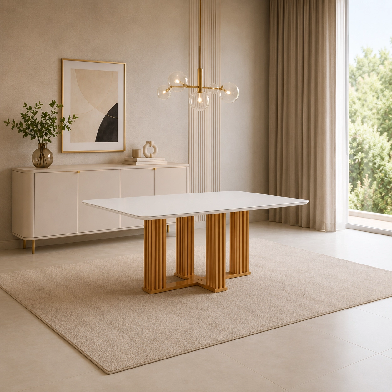 Mesa Florença 135x90cm com Vidro Lj Móveis - Imagem 3