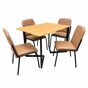 Mesa de Jantar Cronos 110x90cm com 4 Cadeiras Chicago em Courino Aço Tubo Minas