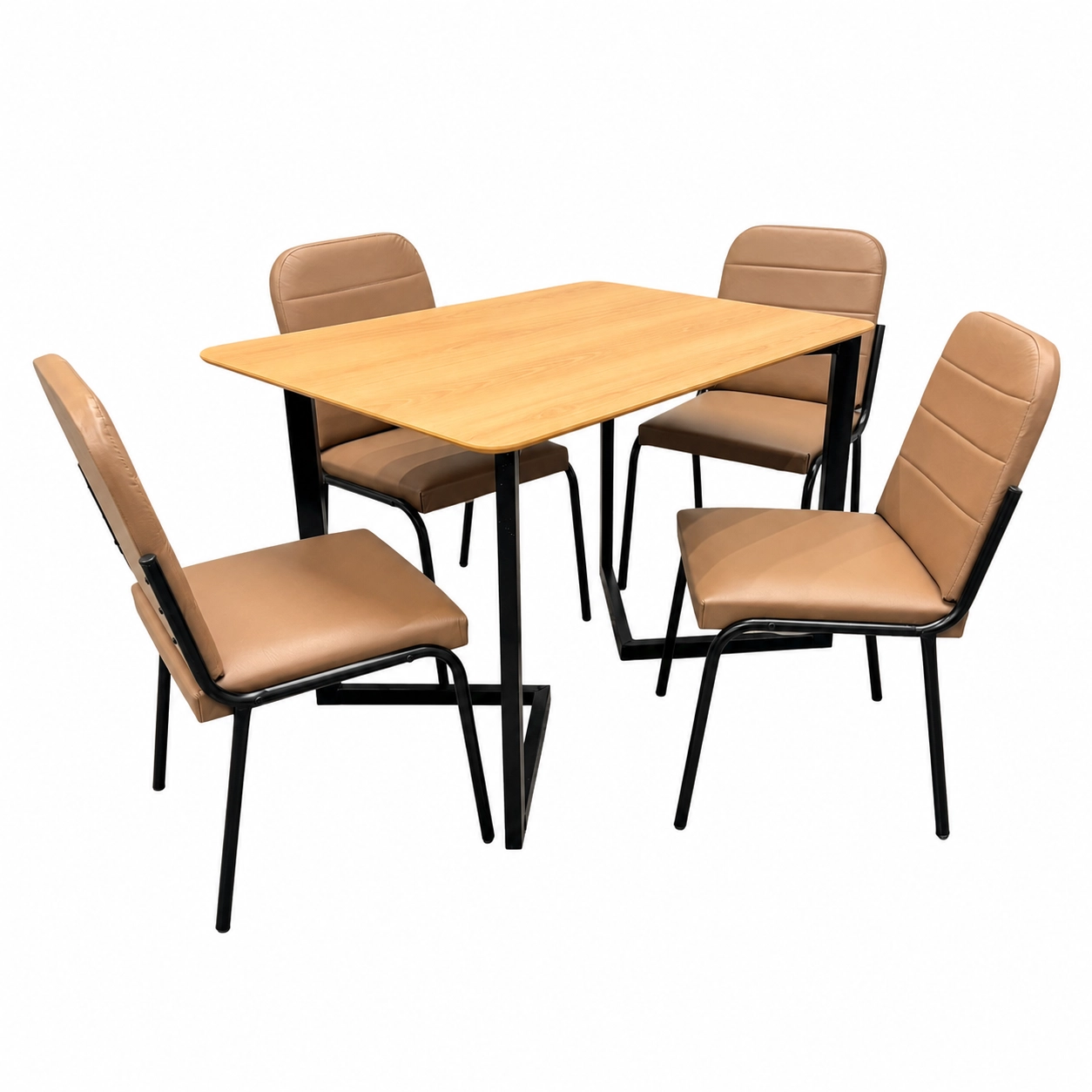 Mesa de Jantar Cronos 110x90cm com 4 Cadeiras Chicago em Courino Aço Tubo Minas