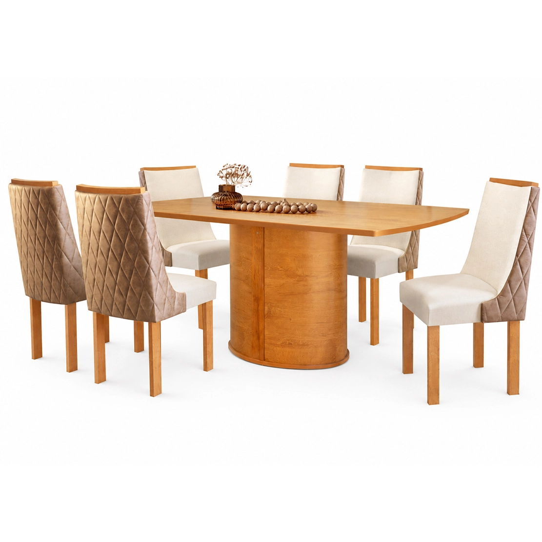 Mesa de Jantar Montreal 180x90cm Sem Vidro e 6 Cadeiras Montreal em Veludo Cel Móveis