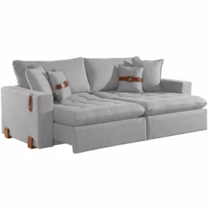 Sofá Cama Zeus 200cm 3 Lugares Retrátil e Reclinável Tecido Linho Innove