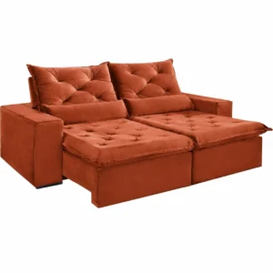 Sofá Elegance 3 Lugares Retrátil e Reclinável com Tecido Veludo de 200cm