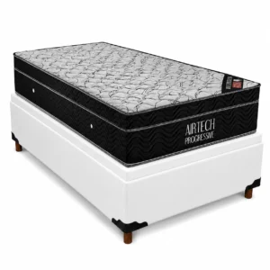 Base Baú em Corino com Colchão Airtech Progressive Solteiro 65x188x88cm Ortobom