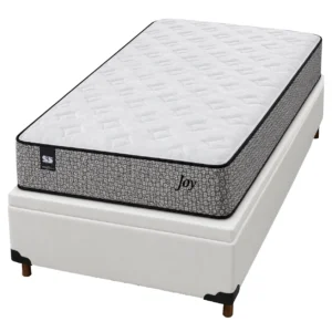 Base Baú em Corino com Colchão Joy Solteiro com Molas Ensacadas 62x188x88cm Sealy