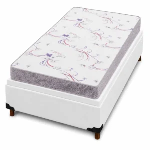 Base Baú em Corino com Colchão Physical Resistente Solteiro 48x188x88cm Ortobom