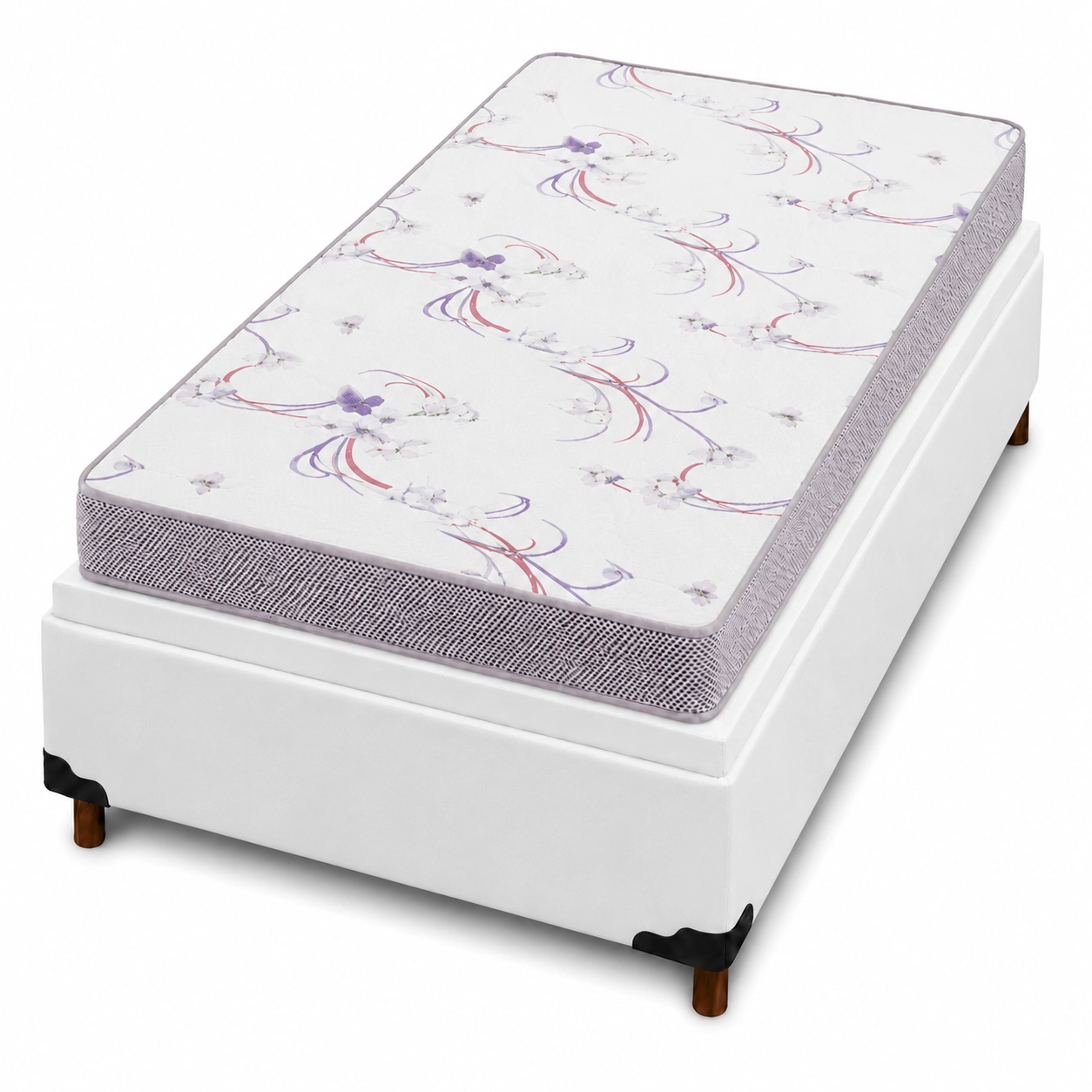 Base Baú em Corino com Colchão Physical Resistente Solteiro 48x188x88cm Ortobom