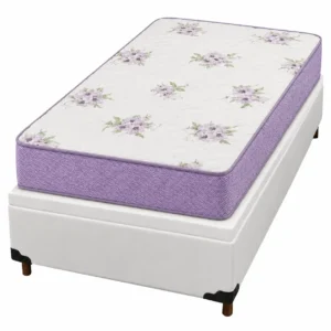 Base Baú em Corino com Colchão Physical Super Resistente Solteiro 88x188x53cm Ortobom