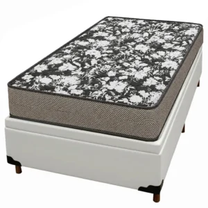 Base Baú em Corino com Colchão Physical Ultra Resistente Solteiro 53x188x88cm Ortobom