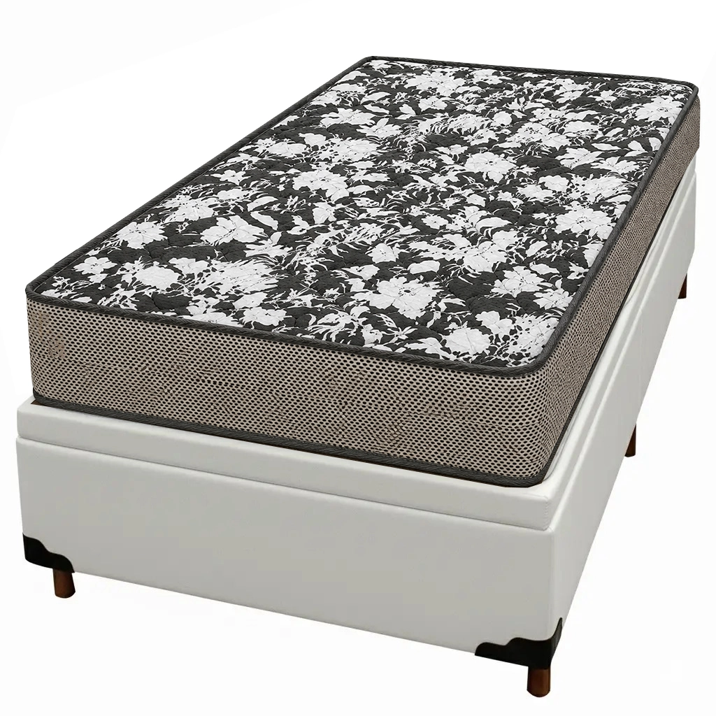 Base Baú em Corino com Colchão Physical Ultra Resistente Solteiro 53x188x88cm Ortobom