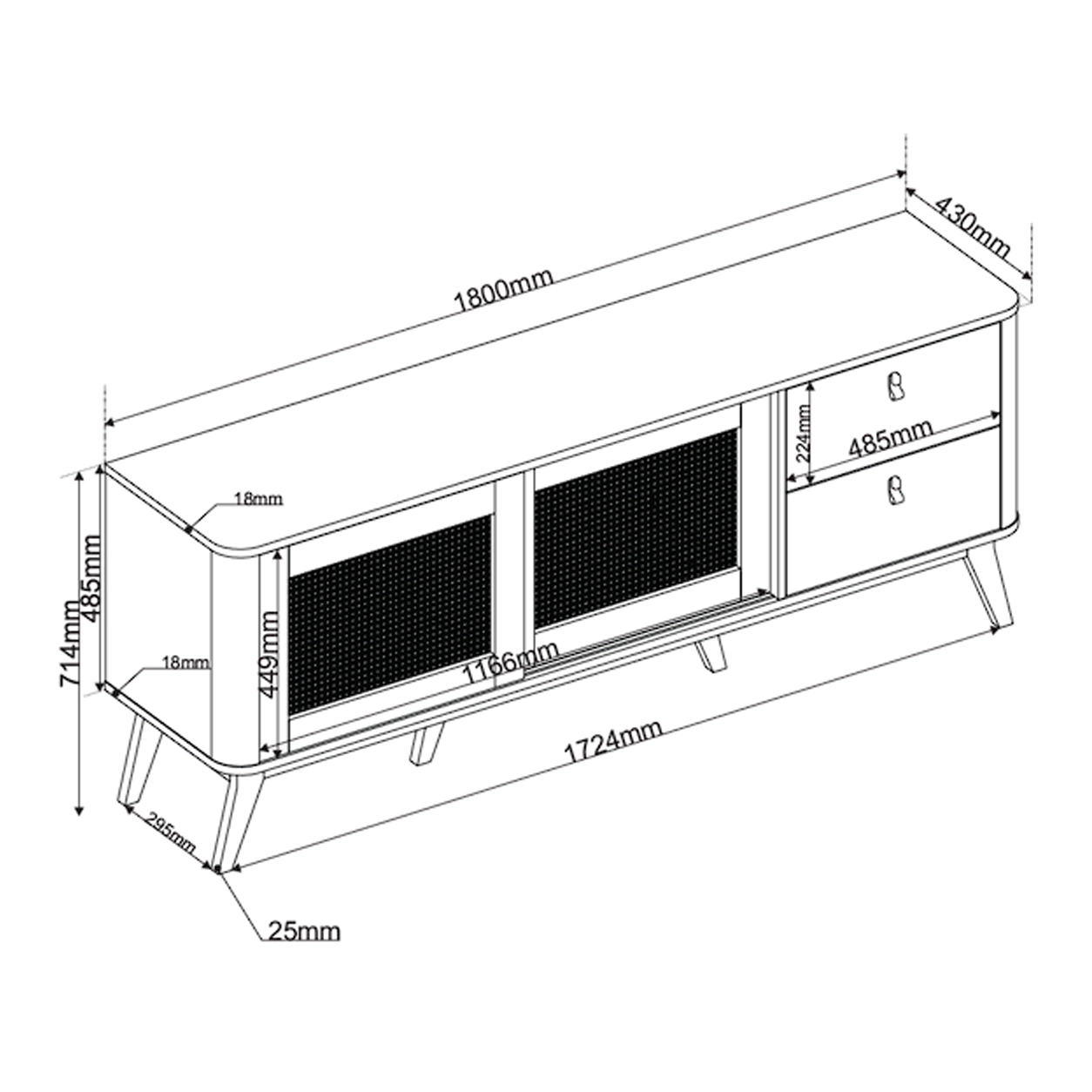 Buffet Imperatore Imperador 180cm com 2 Portas 2 Gavetas e Pés Retrô Viero - Imagem 2