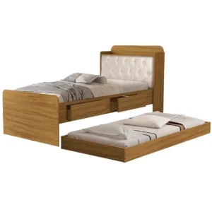 Cama Tamires Solteiro com Cama Auxiliar 2 Gavetas e Baú Cambel