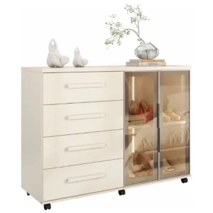 Cômoda Sapateira Lady com Led 4 Gavetas 2 Portas Reflecta J e a
