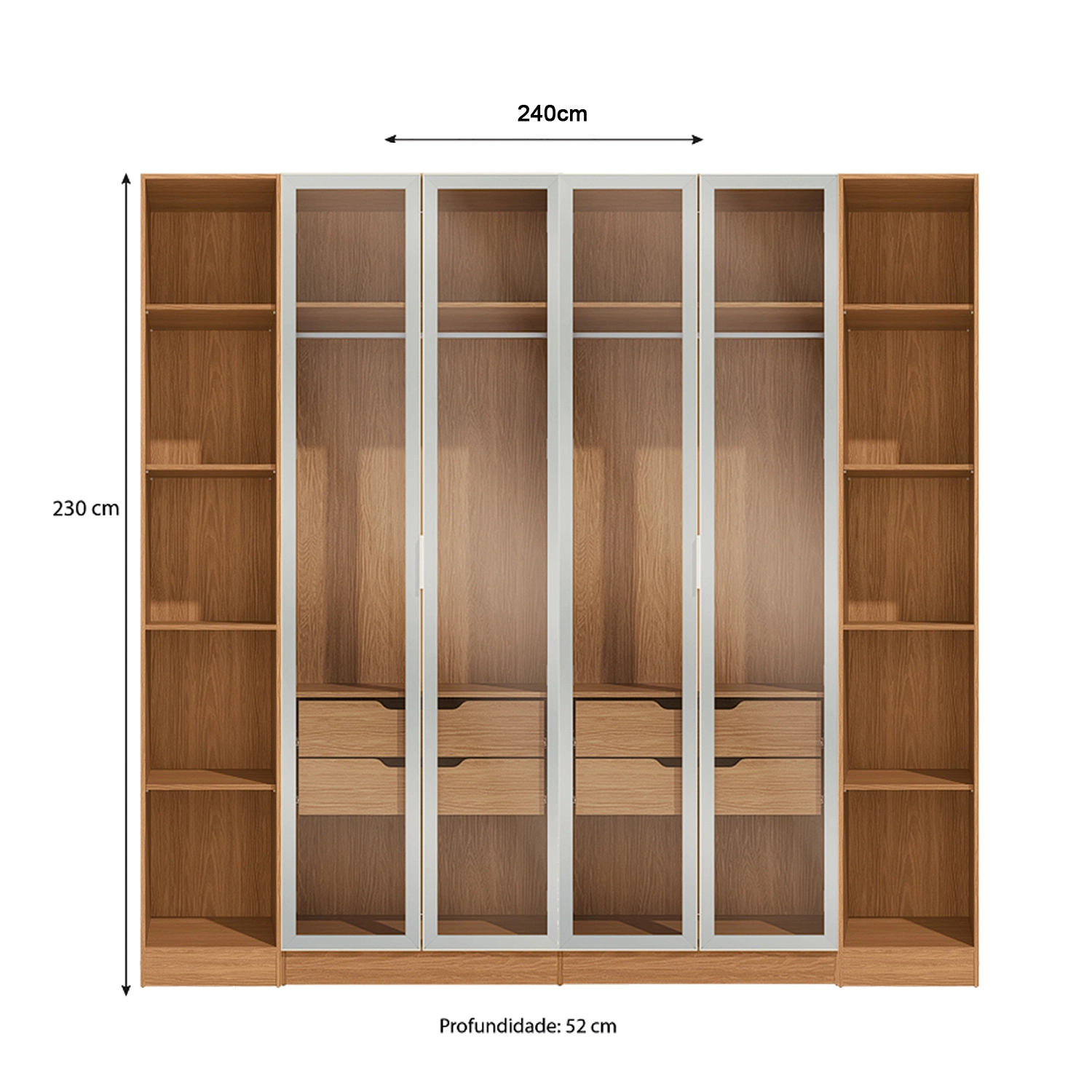 Conjunto Modulado K003 com 4 Portas de Vidro 4 Gavetas 4 Peças Kappesberg - Imagem 4