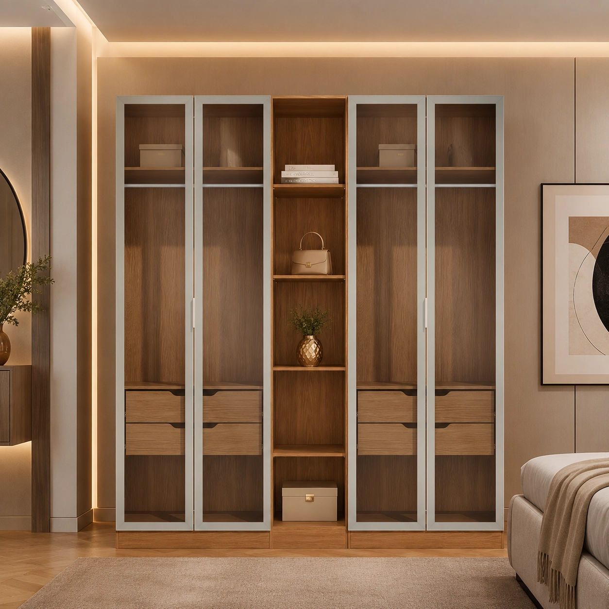 Conjunto Modulado K006 com 4 Portas de Vidro 4 Gavetas 3 Peças Kappesberg - Imagem 3