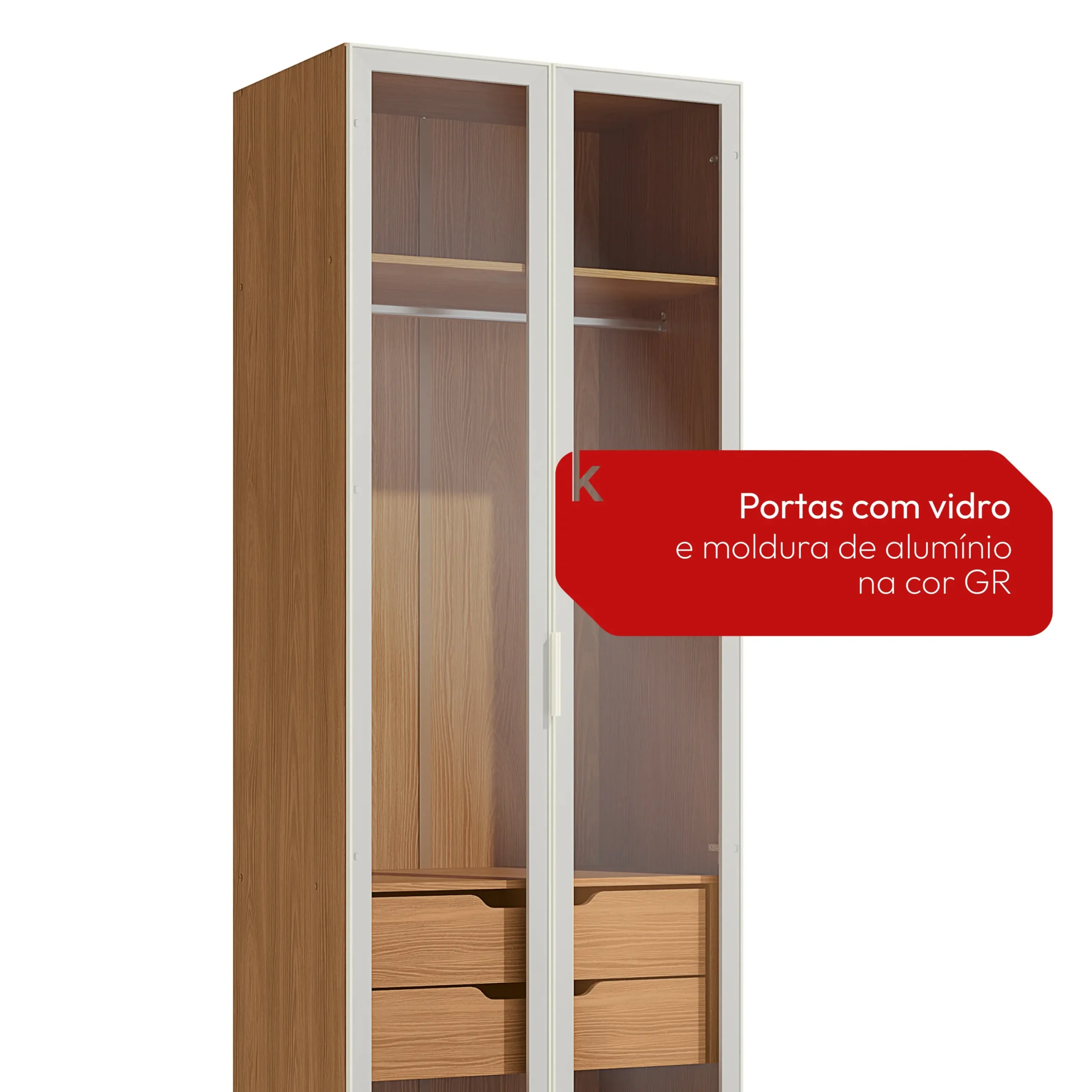 Conjunto Modulado K006 com 4 Portas de Vidro 4 Gavetas 3 Peças Kappesberg - Imagem 6