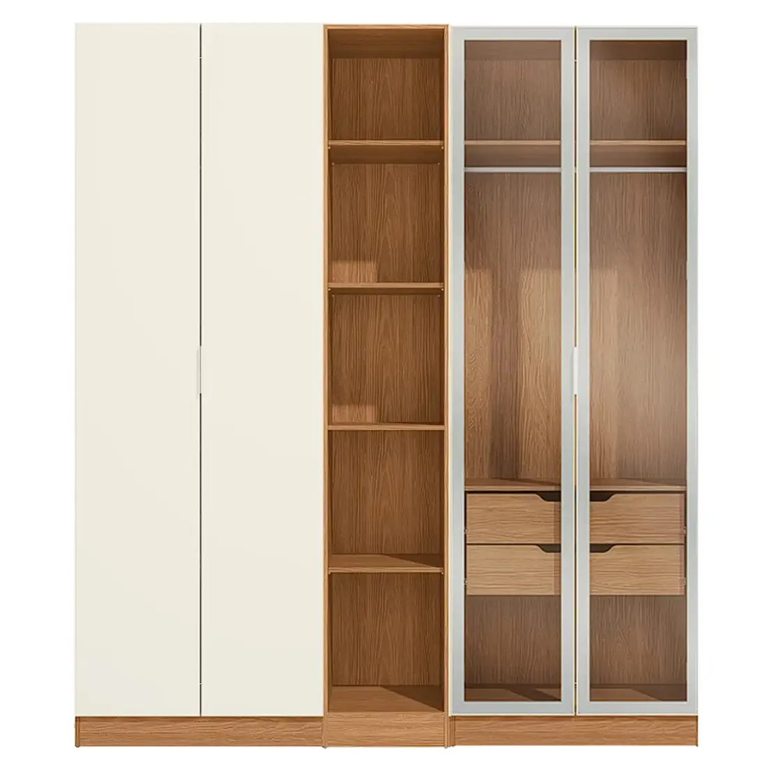 Conjunto Modulado K011 com 4 Portas Sendo 2 em Vidro e 4 Gavetas 3 Peças Kappesberg