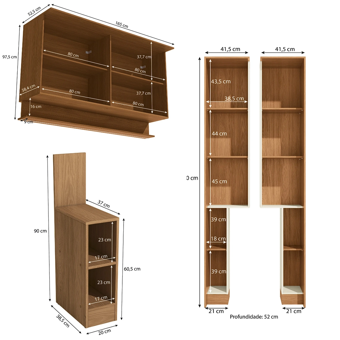Conjunto Modulado K013 com 8 Portas 5 Peças Kappesberg - Imagem 2