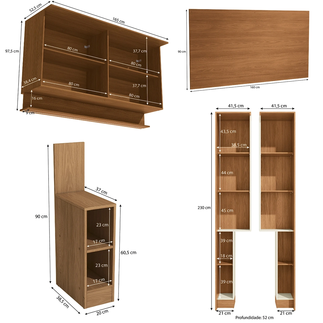 Conjunto Modulado K014 com 8 Portas 6 Peças Kappesberg - Imagem 2